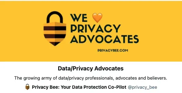 Privacy Bee 'We love Privacy Advocates' banner above its Twitter profile @privacy_bee