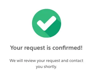 Green checkmark with 'Your request is confirmed!' Intelius opt-out success message