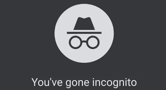 Chrome incognito icon with hat and glasses above the text "You've gone incognito"