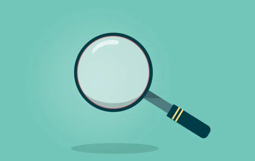 Magnifying glass illustration on a teal background, symbolizing auditing your online accounts