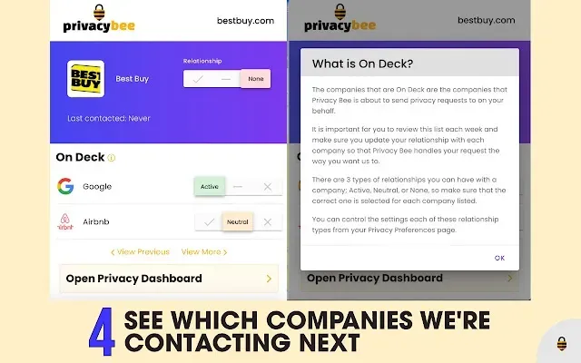 Privacy Bee 'What is On Deck?' explainer, step 4: see which companies we're contacting next