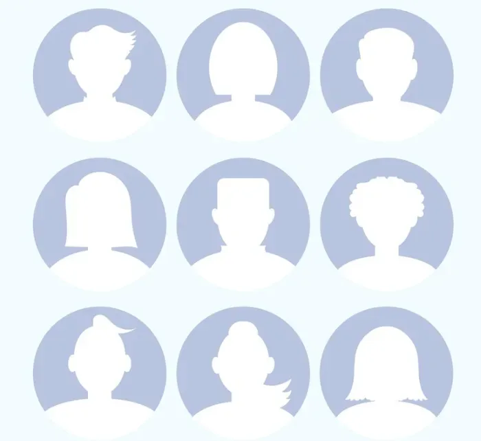 Grid of nine blank silhouette profile avatars, illustrating empty social media shadow accounts
